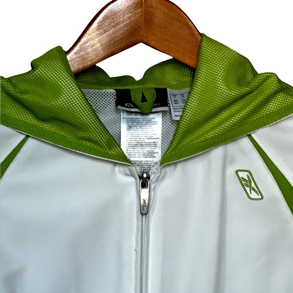 Reebok Performance Hooded Jacket Lime Green Wht Women Size Small.